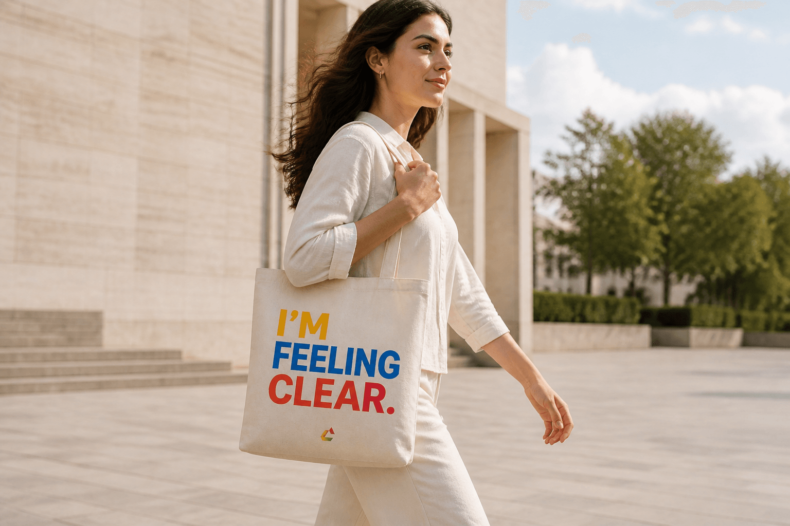 Feeling Clear Tote in an editorial everyday setting