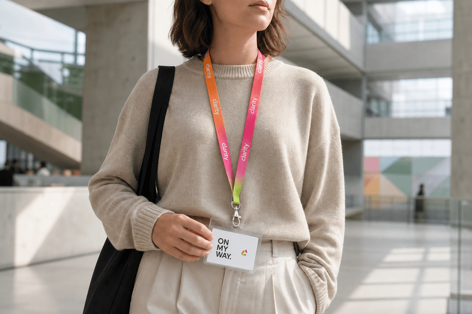 On My Way Lanyard in an editorial everyday setting