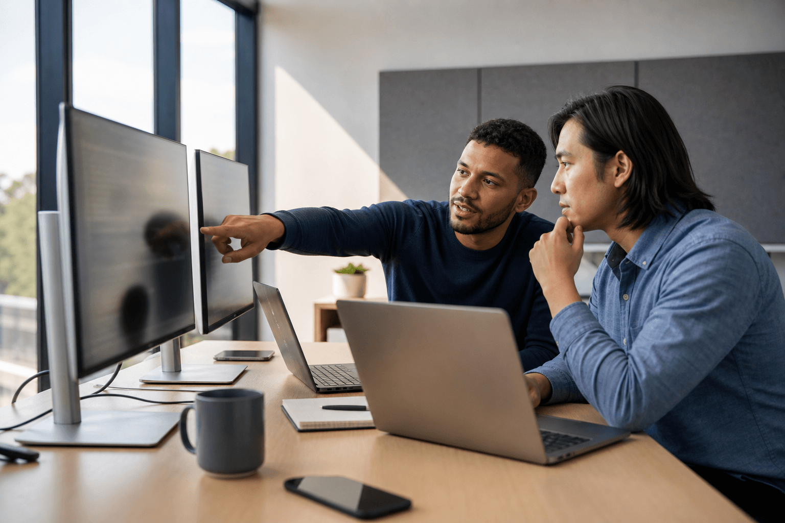 Developer arbeiten an der beschriebenen technischen Aufgabe