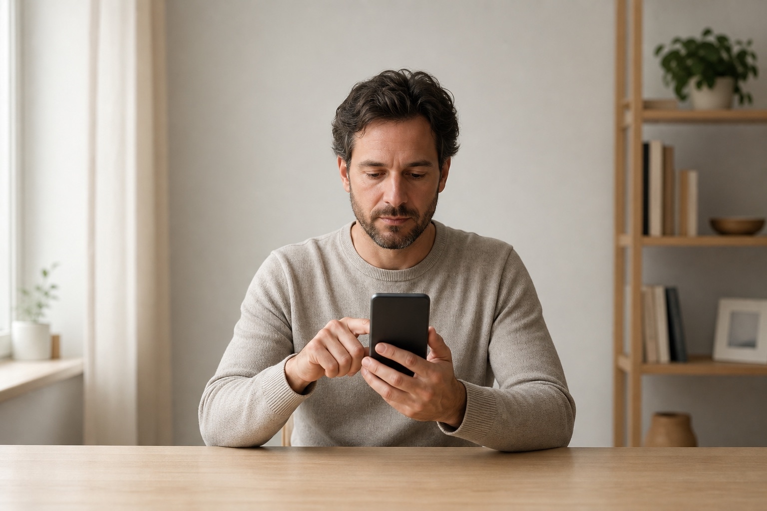 Eine Person prüft bewusst eine Freigabe auf ihrem Smartphone
