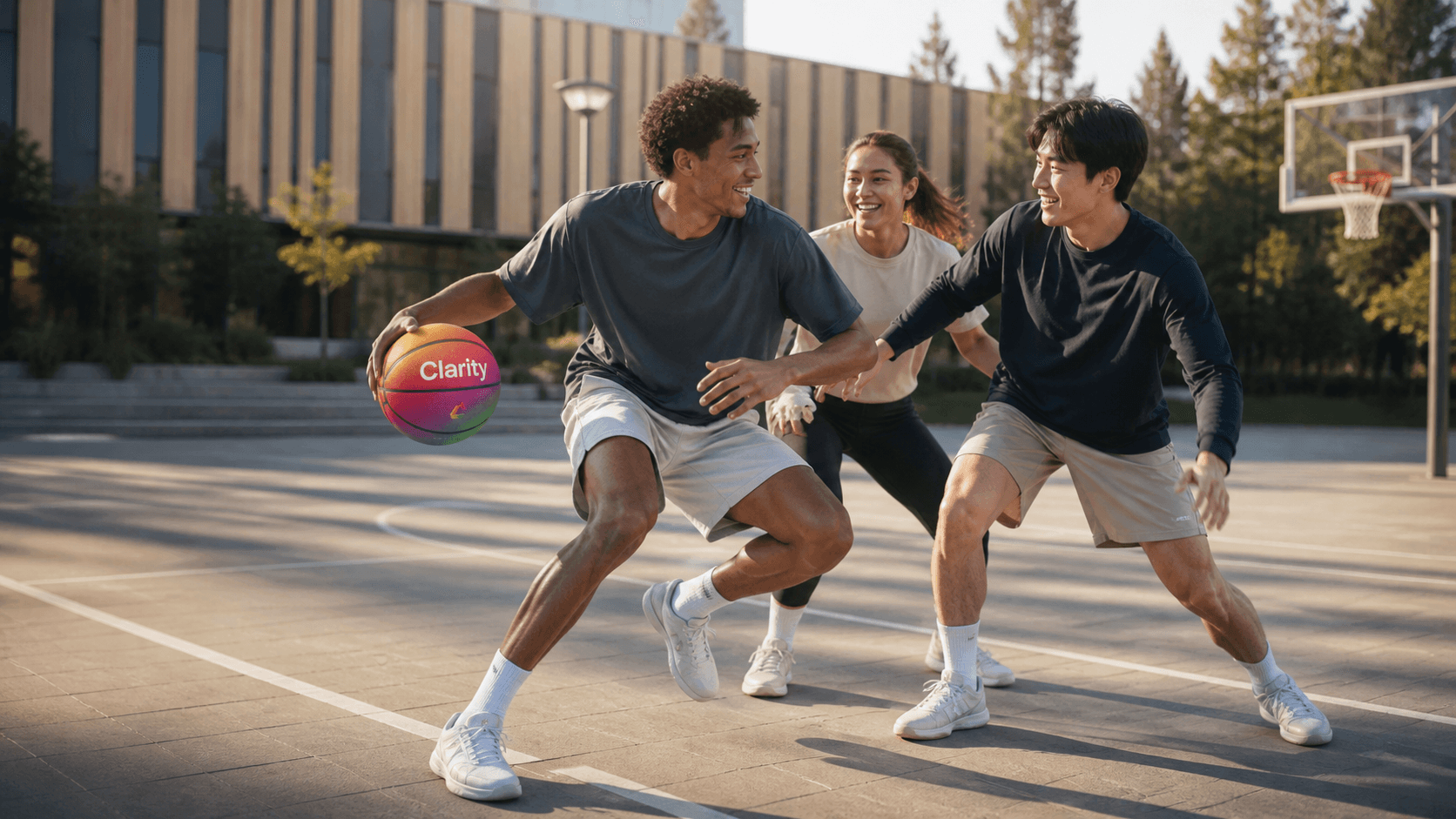 Clarity Basketball wird in einer offiziellen Clarity Lifestyle-Aufnahme getragen oder genutzt