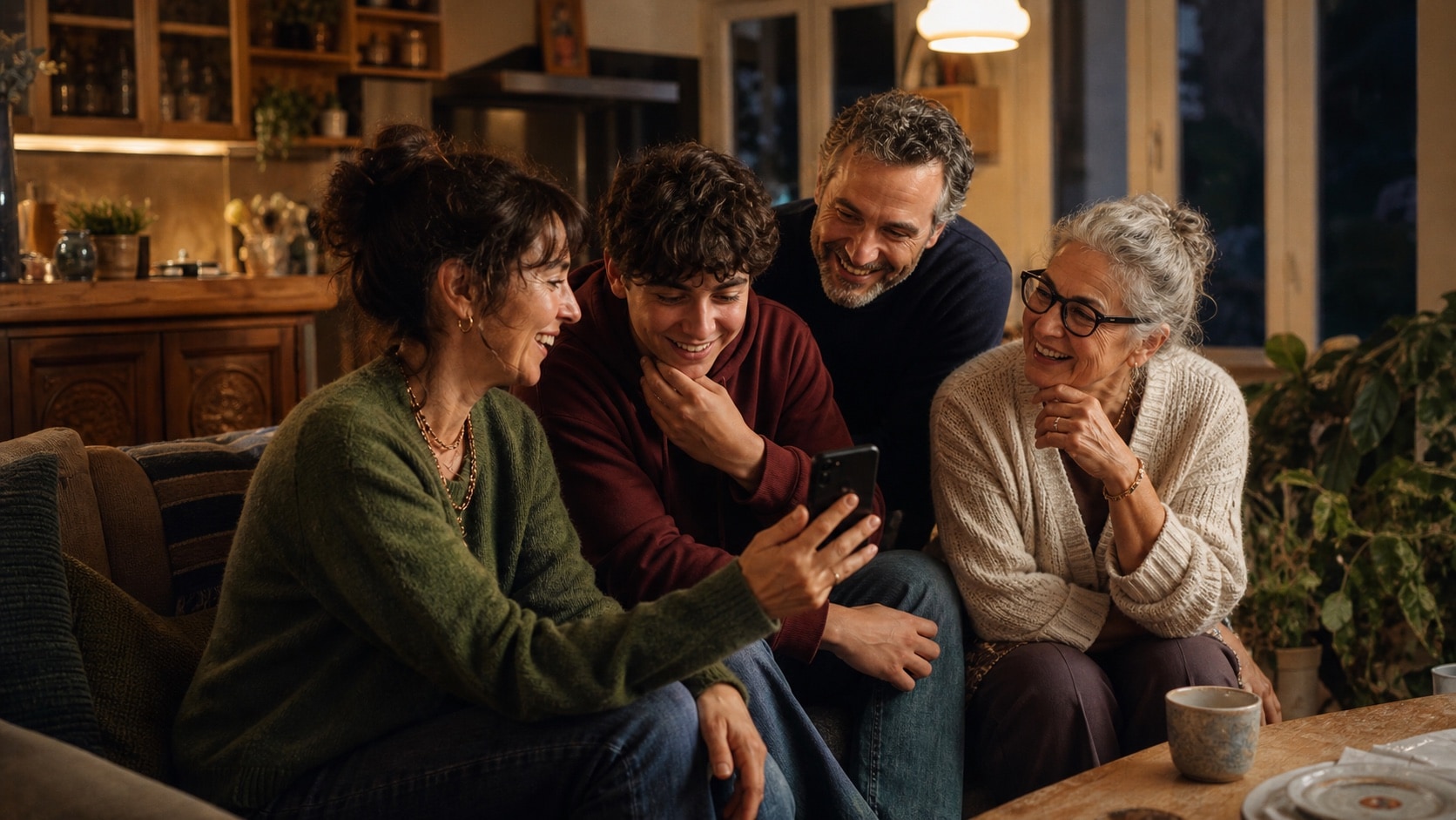 Eine mehrgenerationale Familie stimmt ihre gemeinsame Woche ab