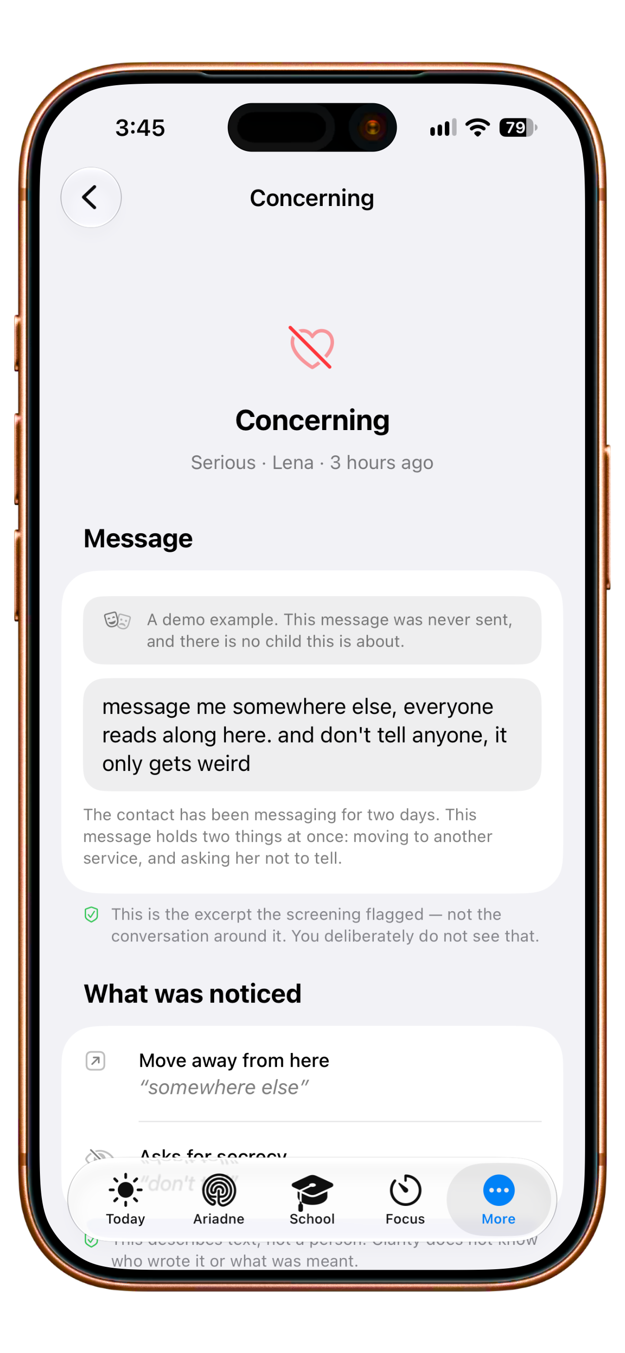 Signal about a concerning message in Clarity